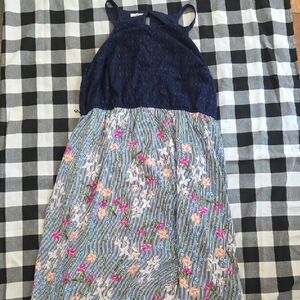 Maurices. Navy Halter Bodice Floral Maxi Dress. Size 2x